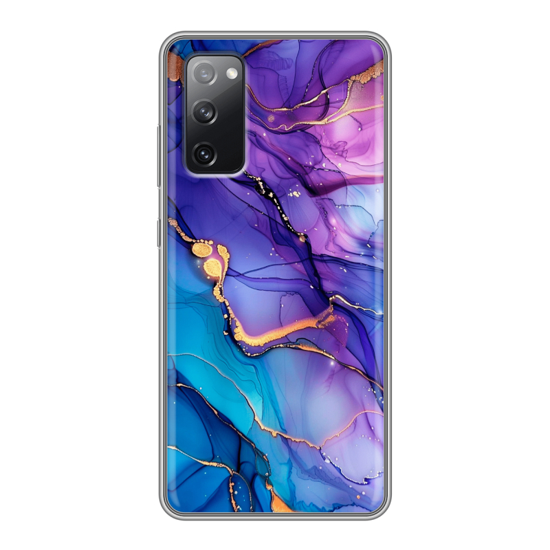 Силиконовый противоударный чехол на Samsung Galaxy S20 FE с принтом синий мрамор Силиконовый противоударный чехол на Samsung Galaxy S20 FE с принтом синий мрамор