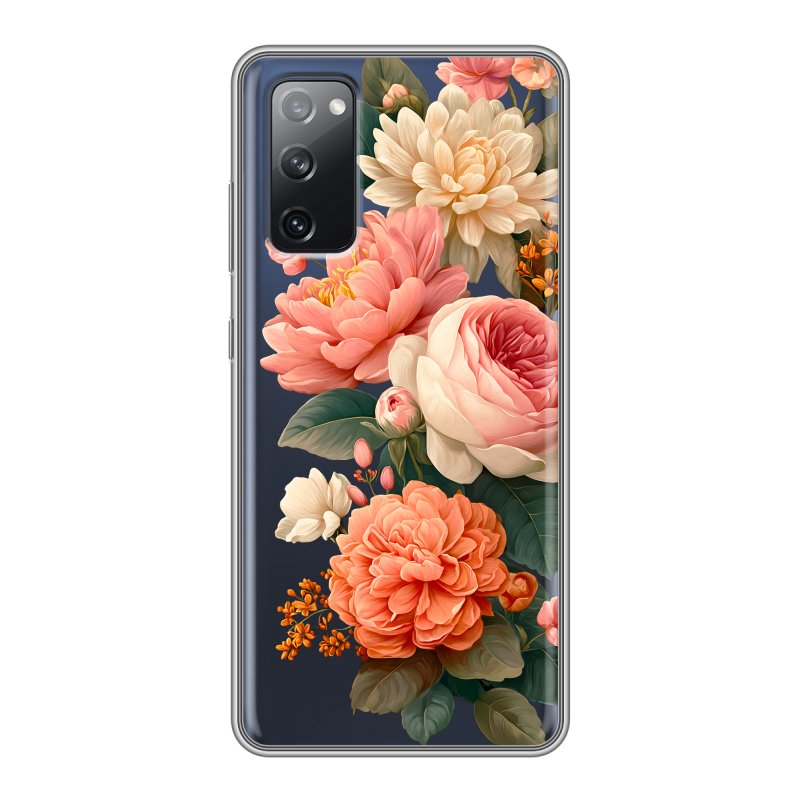 Силиконовый противоударный чехол на Samsung Galaxy S20 FE с принтом цветы Силиконовый противоударный чехол на Samsung Galaxy S20 FE с принтом цветы