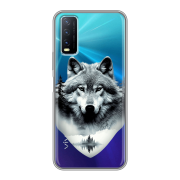 Силиконовый чехол на Vivo Y20 с принтом Волк в лесу Силиконовый чехол на Vivo Y20 с принтом Волк в лесу