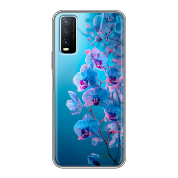 Силиконовый чехол на Vivo Y20 с принтом голубые орхидеи Силиконовый чехол на Vivo Y20 с принтом голубые орхидеи