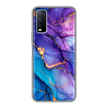 Силиконовый чехол на Vivo Y20 с принтом синий мрамор Силиконовый чехол на Vivo Y20 с принтом синий мрамор