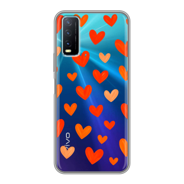 Силиконовый чехол на Vivo Y20 с принтом Сердечки Силиконовый чехол на Vivo Y20 с принтом Сердечки