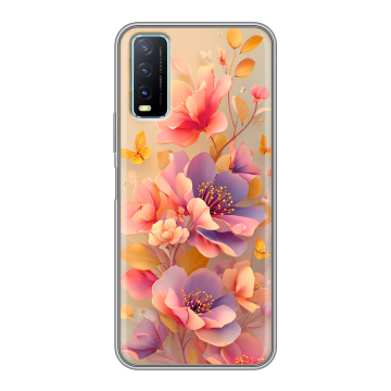Силиконовый чехол на Vivo Y20 с принтом Цветы и бабочки Силиконовый чехол на Vivo Y20 с принтом Цветы и бабочки