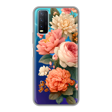 Силиконовый чехол на Vivo Y20 с принтом цветы Силиконовый чехол на Vivo Y20 с принтом цветы