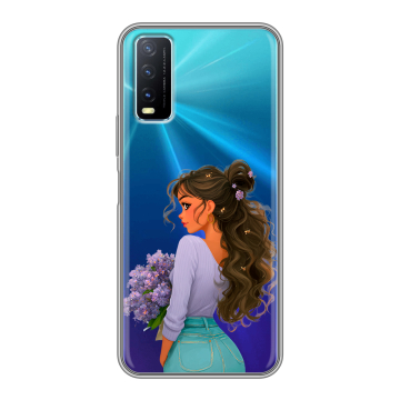 Силиконовый чехол на Vivo Y20 с принтом девушка цветы Силиконовый чехол на Vivo Y20 с принтом девушка цветы