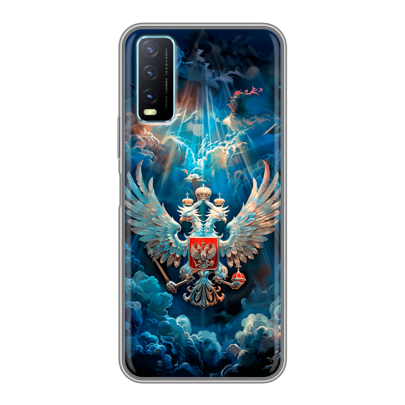 Силиконовый чехол на Vivo Y20 с принтом Герб флаг России Силиконовый чехол на Vivo Y20 с принтом Герб флаг России