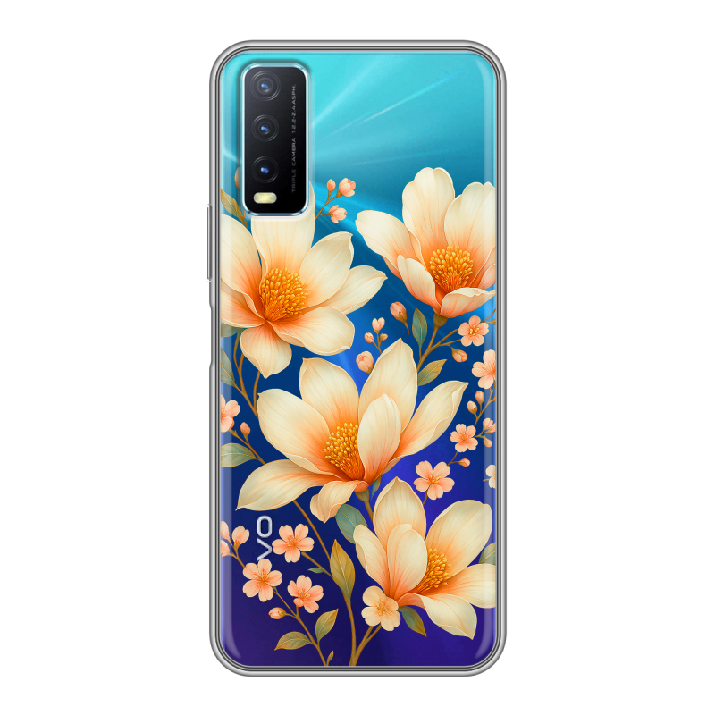 Силиконовый чехол на Vivo Y20 с принтом Цветы Силиконовый чехол на Vivo Y20 с принтом Цветы