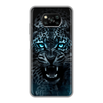 Пластиковый чехол на Xiaomi Poco X3 с принтом Темный леопард
