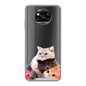 Пластиковый чехол на Xiaomi Poco X3 с принтом Кошки