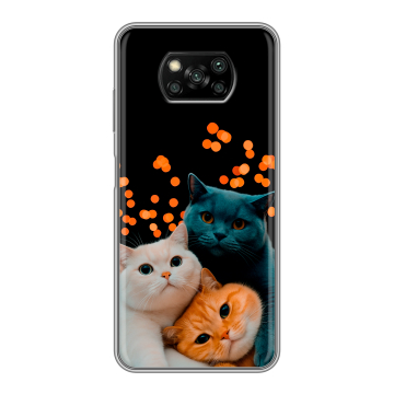 Пластиковый чехол на Xiaomi Poco X3 с принтом Кошки