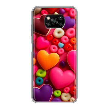 Пластиковый чехол на Xiaomi Poco X3 с принтом Сердечки