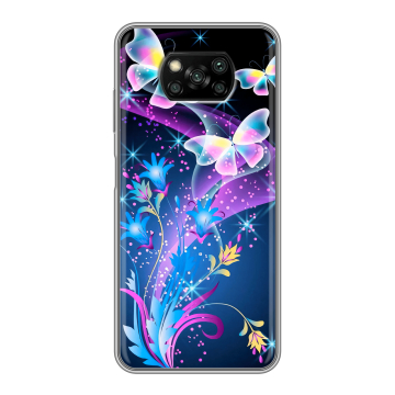 Пластиковый чехол на Xiaomi Poco X3 с принтом Бабочки Пластиковый чехол на Xiaomi Poco X3 с принтом Бабочки
