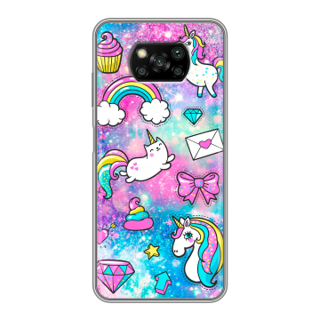 Пластиковый чехол на Xiaomi Poco X3 с принтом Единороги Пластиковый чехол на Xiaomi Poco X3 с принтом Единороги