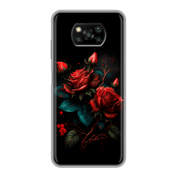 Пластиковый чехол на Xiaomi Poco X3 с принтом Розы красные Пластиковый чехол на Xiaomi Poco X3 с принтом Розы красные