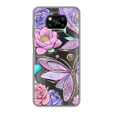 Пластиковый чехол на Xiaomi Poco X3 с принтом Бабочки и цветы Пластиковый чехол на Xiaomi Poco X3 с принтом Бабочки и цветы