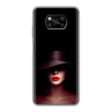 Пластиковый чехол на Xiaomi Poco X3 с принтом Девушка в шляпе Пластиковый чехол на Xiaomi Poco X3 с принтом Девушка в шляпе