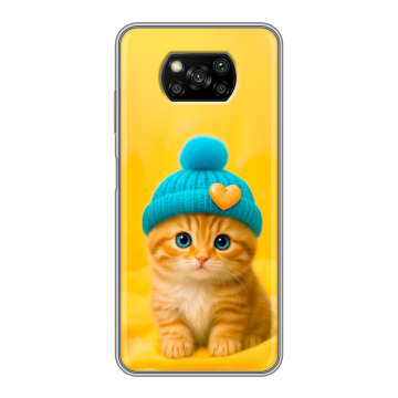 Пластиковый чехол на Xiaomi Poco X3 с принтом Котенок в шапке Пластиковый чехол на Xiaomi Poco X3 с принтом Котенок в шапке