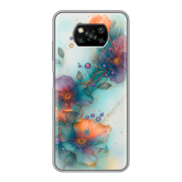 Пластиковый чехол на Xiaomi Poco X3 с принтом Акварельные цветы Пластиковый чехол на Xiaomi Poco X3 с принтом Акварельные цветы