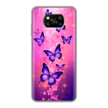 Пластиковый чехол на Xiaomi Poco X3 с принтом Бабочки Пластиковый чехол на Xiaomi Poco X3 с принтом Бабочки