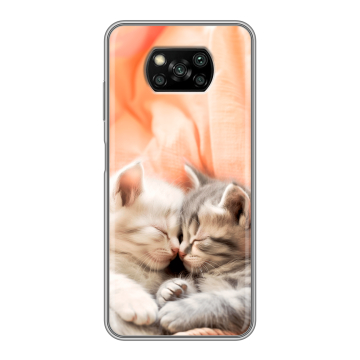 Пластиковый чехол на Xiaomi Poco X3 с принтом Котята Пластиковый чехол на Xiaomi Poco X3 с принтом Котята