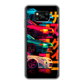 Пластиковый чехол на Xiaomi Poco X3 с принтом Гоночные машины Пластиковый чехол на Xiaomi Poco X3 с принтом Гоночные машины