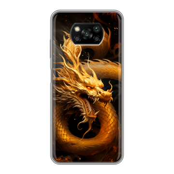 Пластиковый чехол на Xiaomi Poco X3 с принтом Золотой дракон Пластиковый чехол на Xiaomi Poco X3 с принтом Золотой дракон