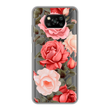 Пластиковый чехол на Xiaomi Poco X3 с принтом Розы
