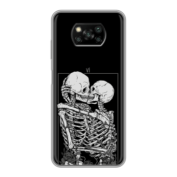 Пластиковый чехол на Xiaomi Poco X3 с принтом Поцелуй скелетов