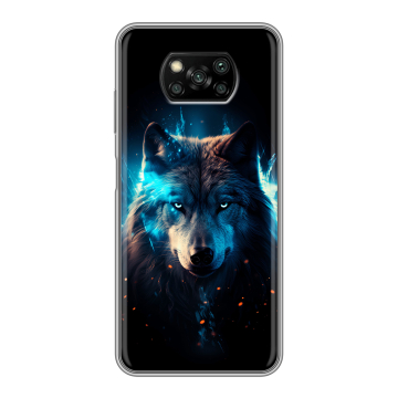 Пластиковый чехол на Xiaomi Poco X3 с принтом Волк ночной