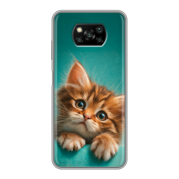 Пластиковый чехол на Xiaomi Poco X3 с принтом котенок