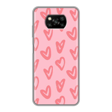 Пластиковый чехол на Xiaomi Poco X3 с принтом Сердечки
