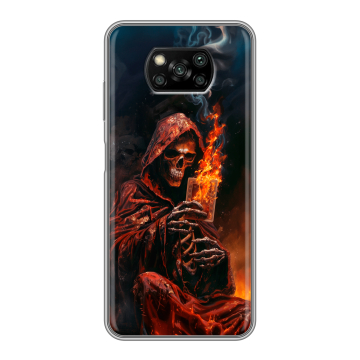 Пластиковый чехол на Xiaomi Poco X3 с принтом Скелет и карты
