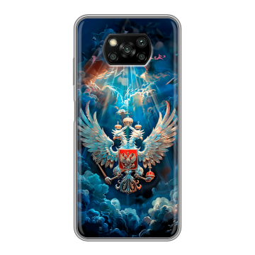 Пластиковый чехол на Xiaomi Poco X3 с принтом Герб флаг России