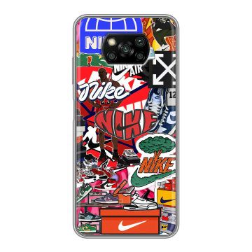 Пластиковый чехол на Xiaomi Poco X3 с принтом Найк Nike яркий Пластиковый чехол на Xiaomi Poco X3 с принтом Найк Nike яркий