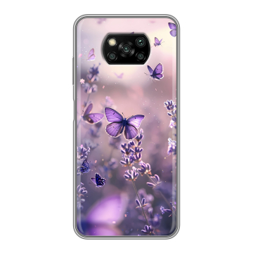Пластиковый чехол на Xiaomi Poco X3 с принтом бабочки и лаванда Пластиковый чехол на Xiaomi Poco X3 с принтом бабочки и лаванда