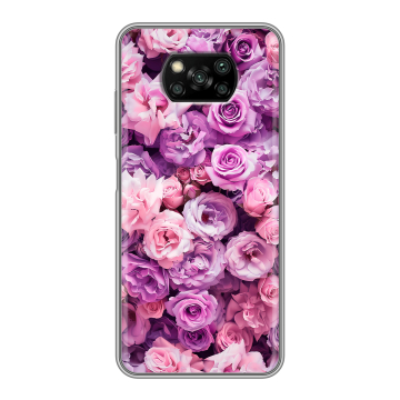 Пластиковый чехол на Xiaomi Poco X3 с принтом лавандовые розы Пластиковый чехол на Xiaomi Poco X3 с принтом лавандовые розы