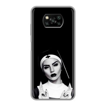 Пластиковый чехол на Xiaomi Poco X3 с принтом монашка Пластиковый чехол на Xiaomi Poco X3 с принтом монашка