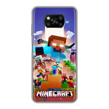 Пластиковый чехол на Xiaomi Poco X3 с принтом Майнкрафт Minecraft