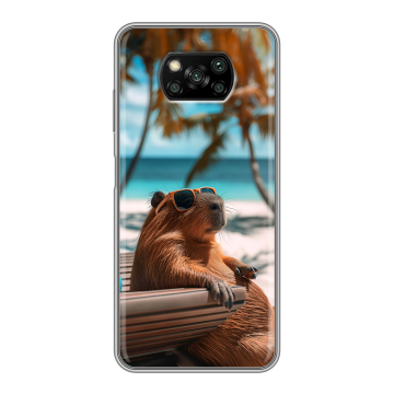 Пластиковый чехол на Xiaomi Poco X3 с принтом Капибара Пластиковый чехол на Xiaomi Poco X3 с принтом Капибара