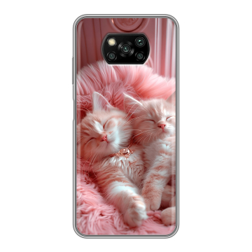 Пластиковый чехол на Xiaomi Poco X3 с принтом котята котики