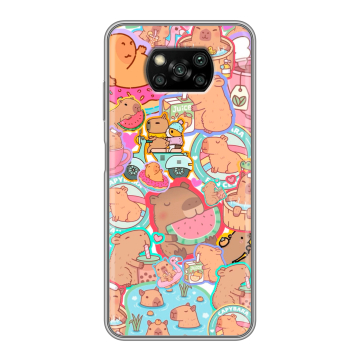 Пластиковый чехол на Xiaomi Poco X3 с принтом капибары Пластиковый чехол на Xiaomi Poco X3 с принтом капибары