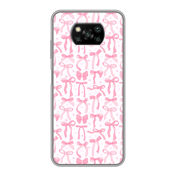Пластиковый чехол на Xiaomi Poco X3 с принтом Розовые бантики