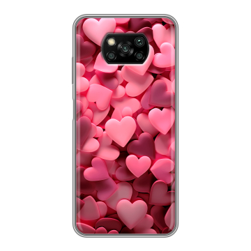 Пластиковый чехол на Xiaomi Poco X3 с принтом розовые сердечки Пластиковый чехол на Xiaomi Poco X3 с принтом розовые сердечки
