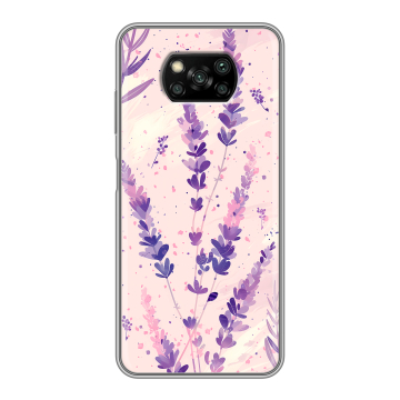 Пластиковый чехол на Xiaomi Poco X3 с принтом цветы лаванда Пластиковый чехол на Xiaomi Poco X3 с принтом цветы лаванда