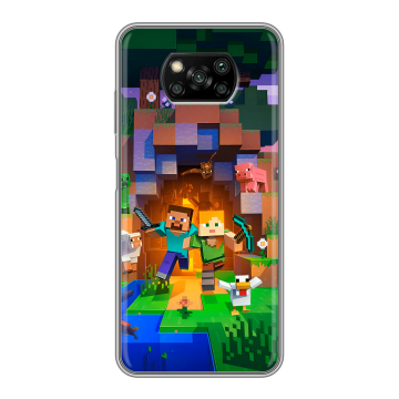 Пластиковый чехол на Xiaomi Poco X3 с принтом Майнкрафт Minecraft