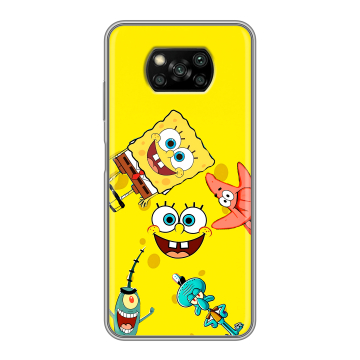 Пластиковый чехол на Xiaomi Poco X3 с принтом Спанч боб Спанчбоб