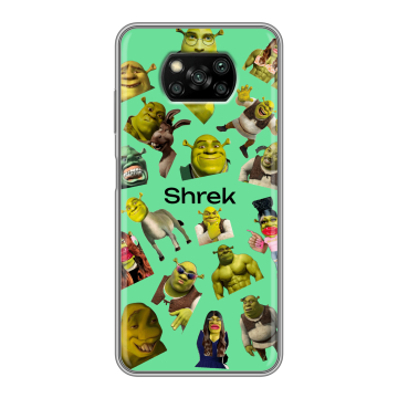 Пластиковый чехол на Xiaomi Poco X3 с принтом Шрек Shrek Пластиковый чехол на Xiaomi Poco X3 с принтом Шрек Shrek