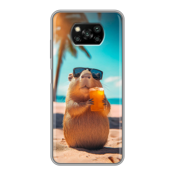 Пластиковый чехол на Xiaomi Poco X3 с принтом Капибара Пластиковый чехол на Xiaomi Poco X3 с принтом Капибара
