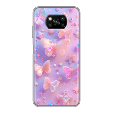 Пластиковый чехол на Xiaomi Poco X3 с принтом Бабочки Пластиковый чехол на Xiaomi Poco X3 с принтом Бабочки