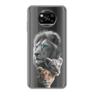 Пластиковый чехол на Xiaomi Poco X3 с принтом Львы Пластиковый чехол на Xiaomi Poco X3 с принтом Львы